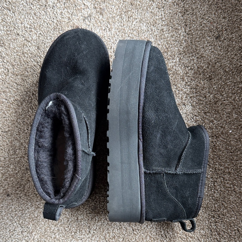 UGG Kids Black Suede Boots